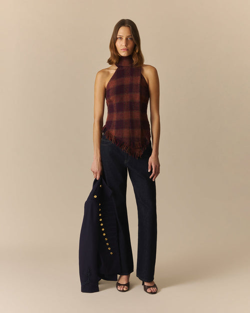 Abigail Tartan Scarf Tank Burgundy Burgundy / XL