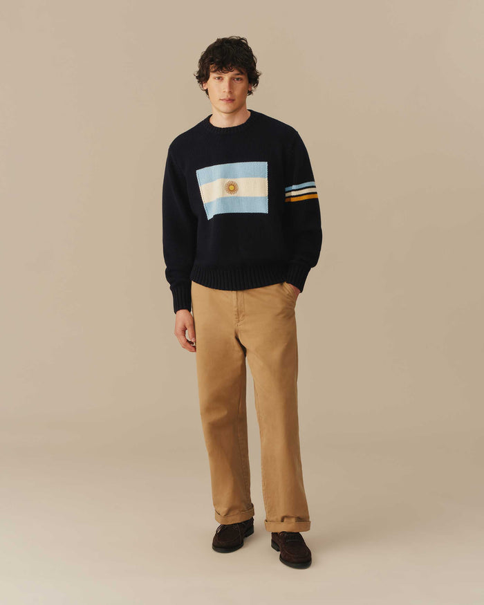 Argentina Flag Crewneck Sweater Navy