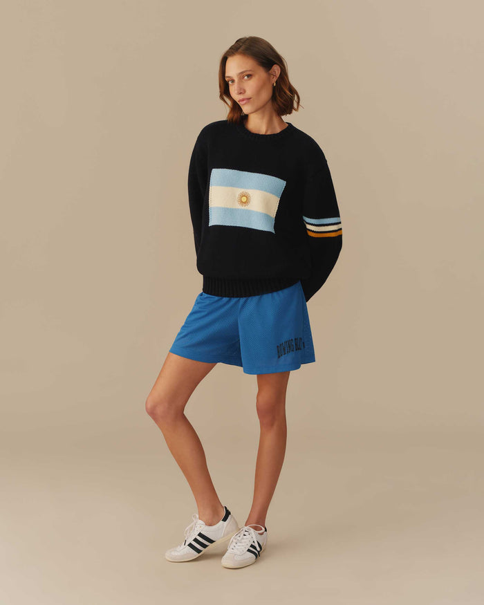 Argentina Flag Crewneck Sweater Navy