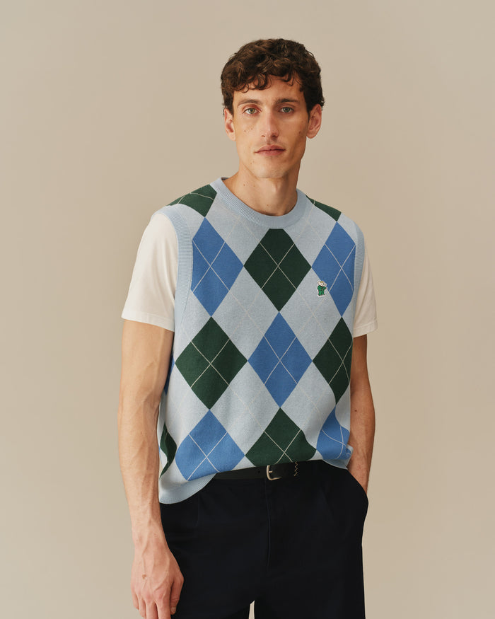 Argyle Babar Sweater Vest Blue & Green