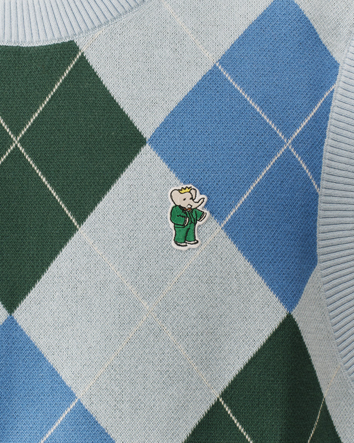 Argyle Babar Sweater Vest Blue & Green