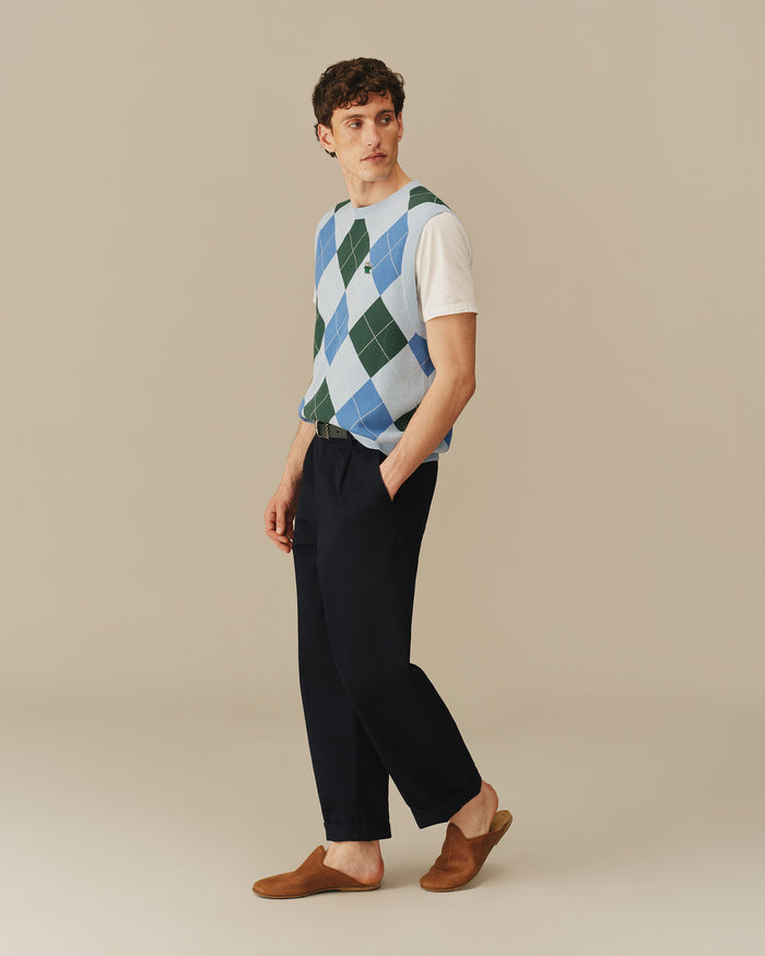 Argyle Babar Sweater Vest Blue & Green