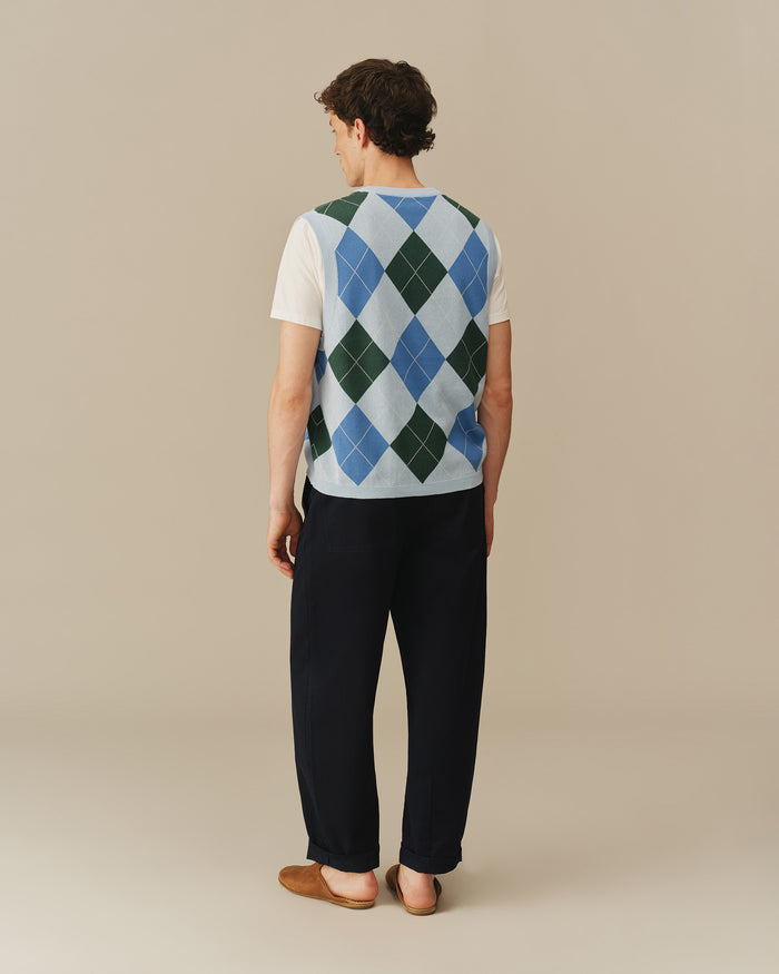 Men's Argyle Babar Sweater Vest Blue & Green Blue & Green / XS
