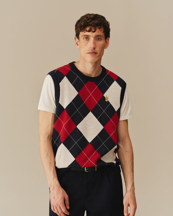 Argyle Winnie-the-Pooh Sweater Vest Navy & Red