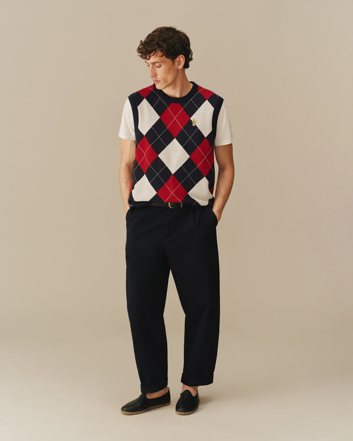 Argyle Winnie-the-Pooh Sweater Vest Navy & Red