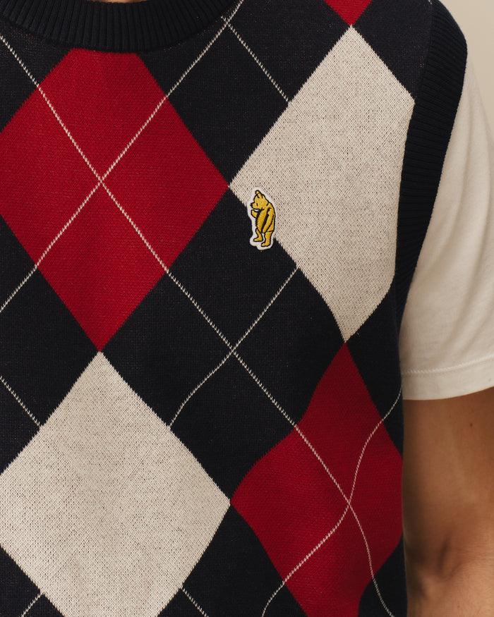 Argyle Winnie-the-Pooh Sweater Vest Navy & Red