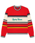 Autumn Striped Cotton Sweater Red