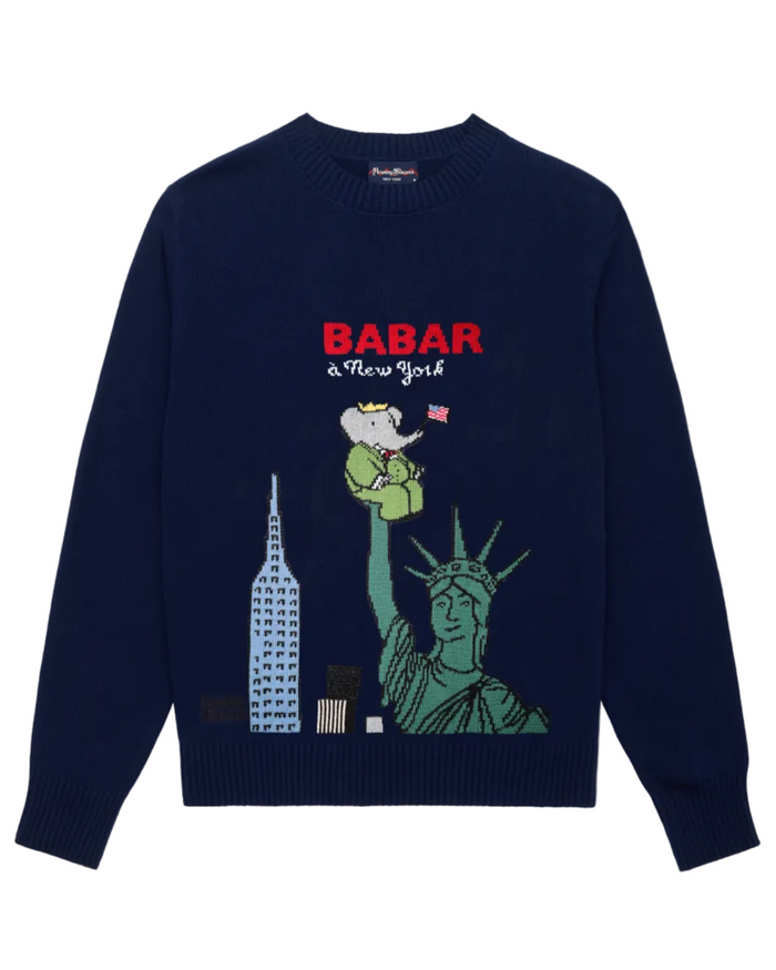 Babar in New York Cotton Sweater Navy