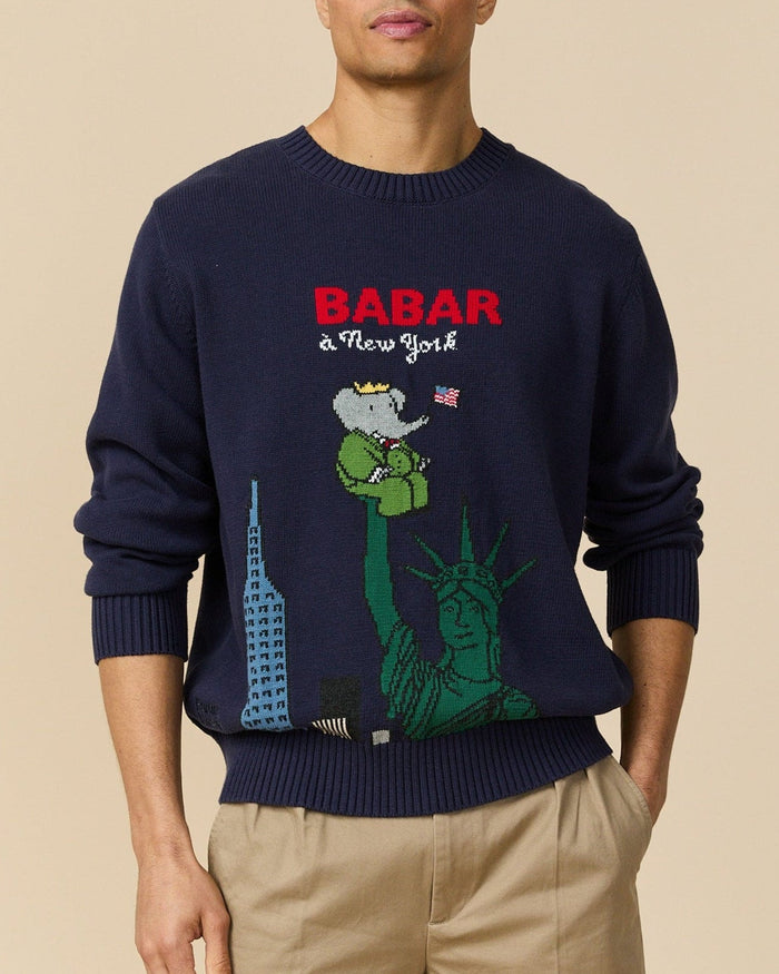 Babar in New York Cotton Sweater Navy