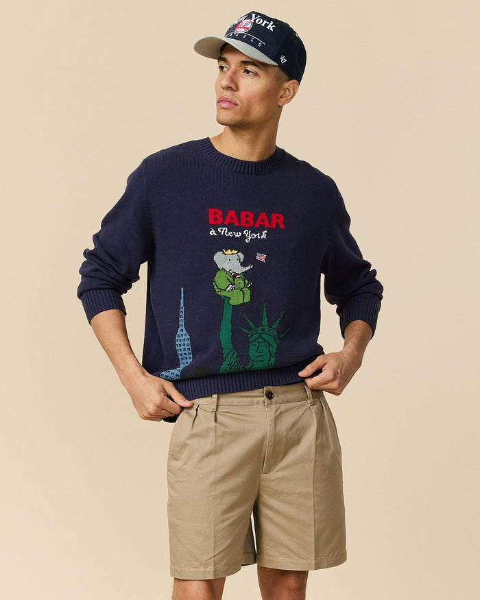Babar in New York Cotton Sweater Navy
