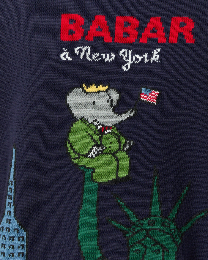 Babar in New York Cotton Sweater Navy