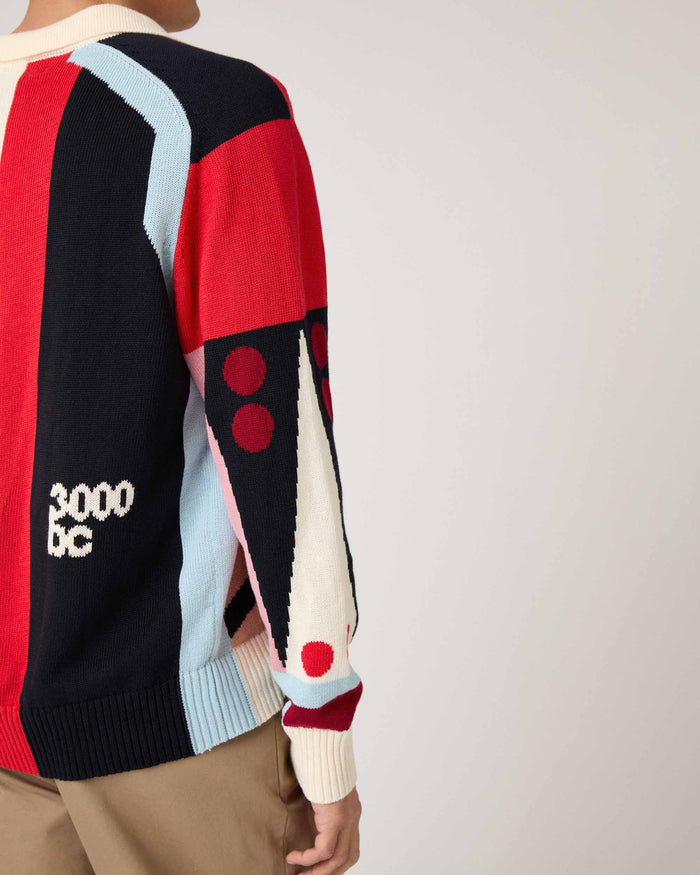 Backgammon Sweater Red Brown Multicolor
