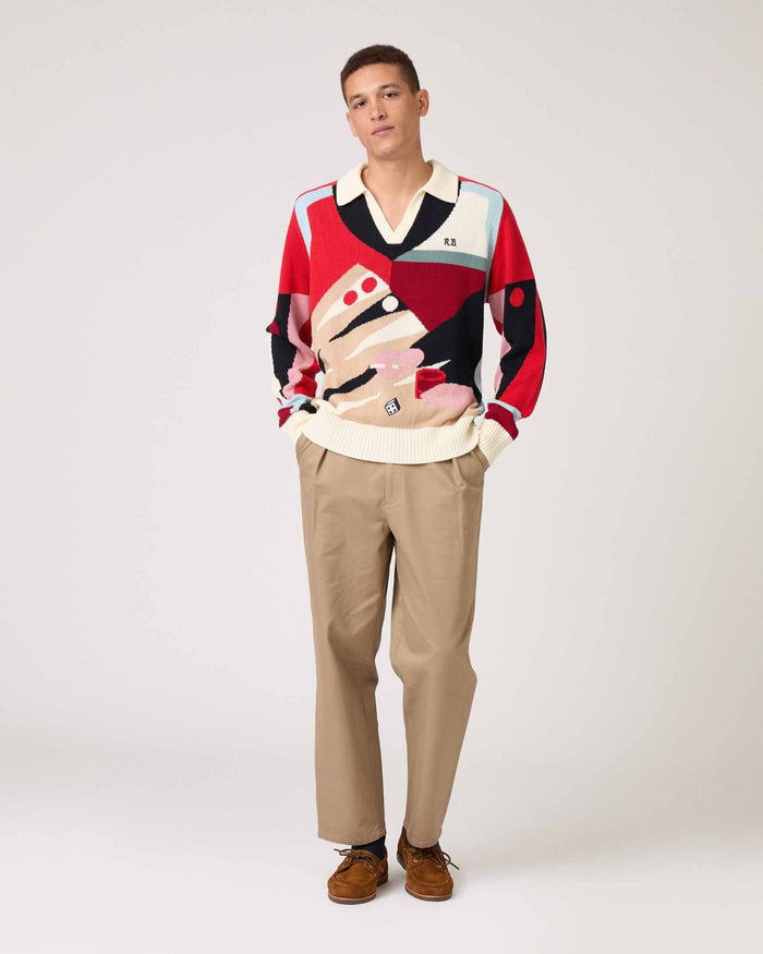 Backgammon Sweater Red Brown Multicolor