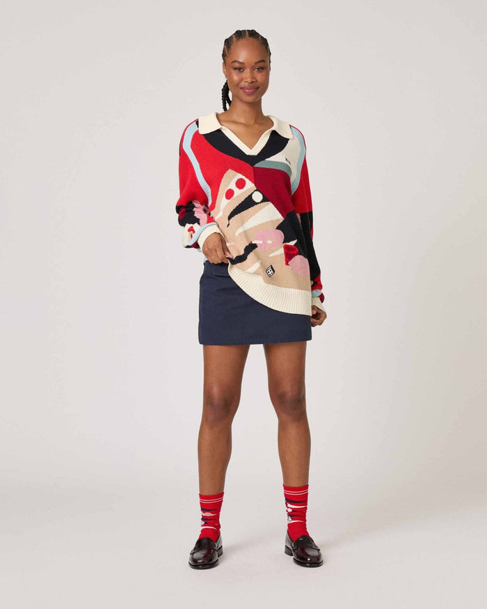 Backgammon Sweater Red Brown Multicolor