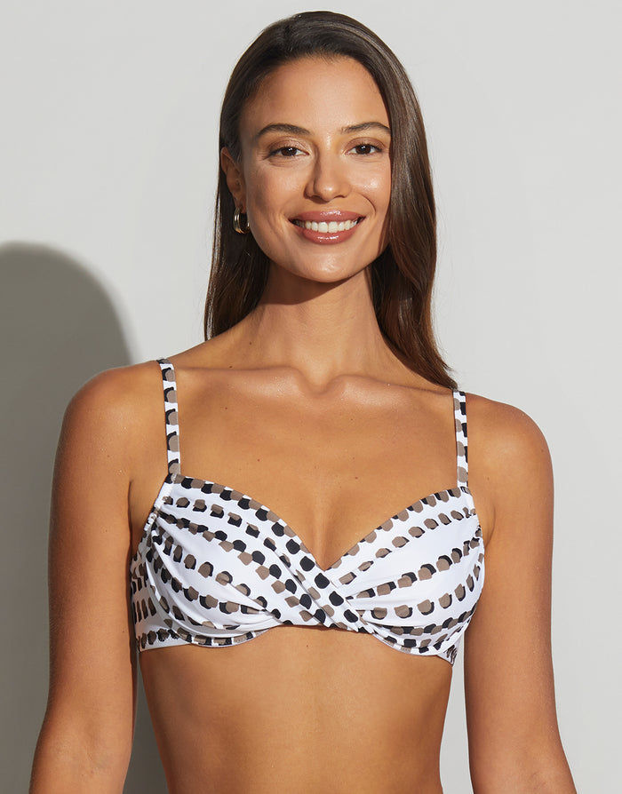 Roidal Bambu Underwired Bikini Set - White and Brown - Simply Beach UK
