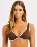 Seafolly Beach Bound Ring Front Tank Bikini Top - Dark Chocolate - Simply Beach UK