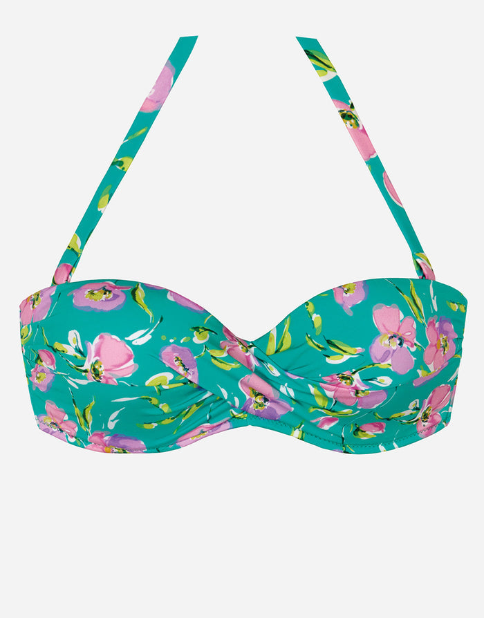 Blume Bandeau Bikini Top - Mint Floral - Simply Beach UK