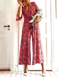 Bohemian Retro Casual Loose Floral Top Pants Set