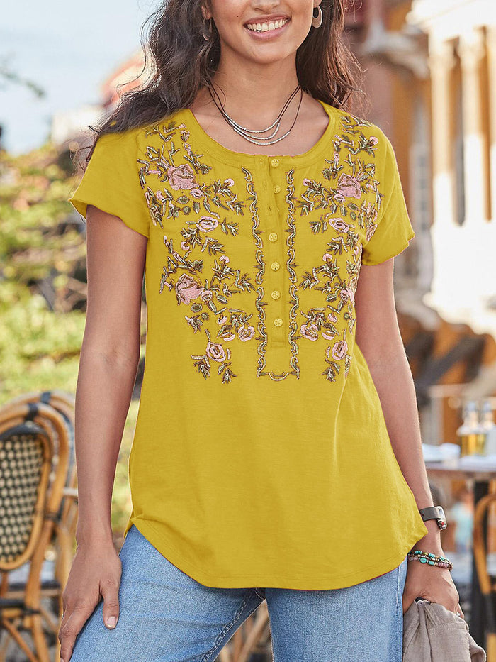 Bohemian Retro Romantic Idyllic Floral Top