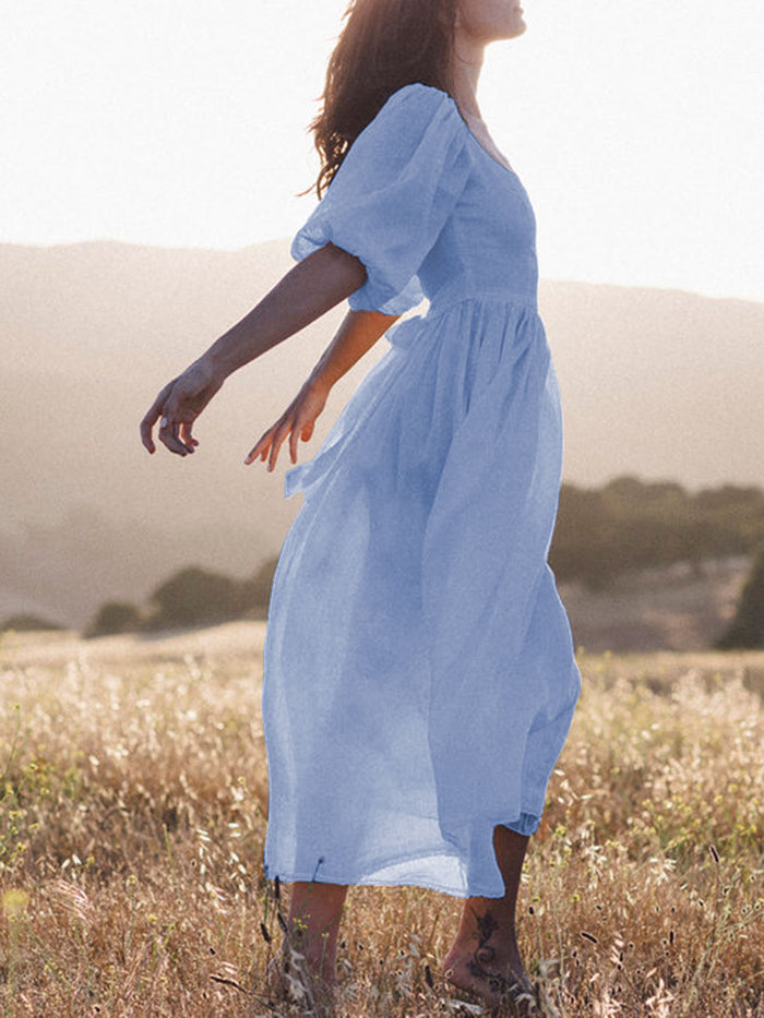 Bohemian Solid Color Maxi Dress