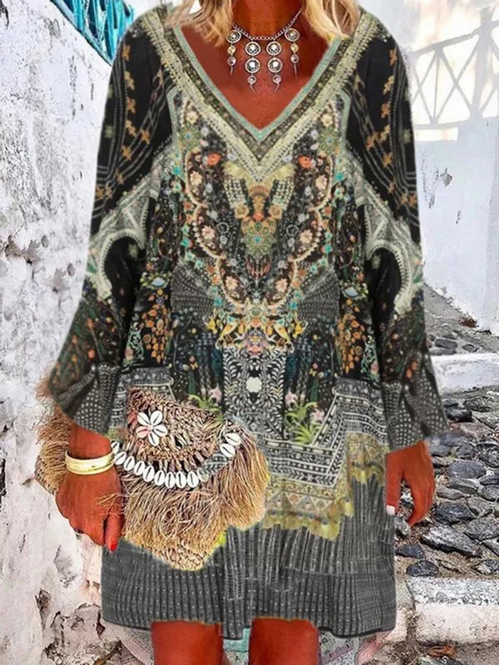 Bohemian Vintage Casual Loose Floral Dress