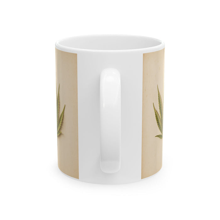 Botanical Neutral Ceramic Mug – Minimalist Dried Palm Design (11oz, 15oz)