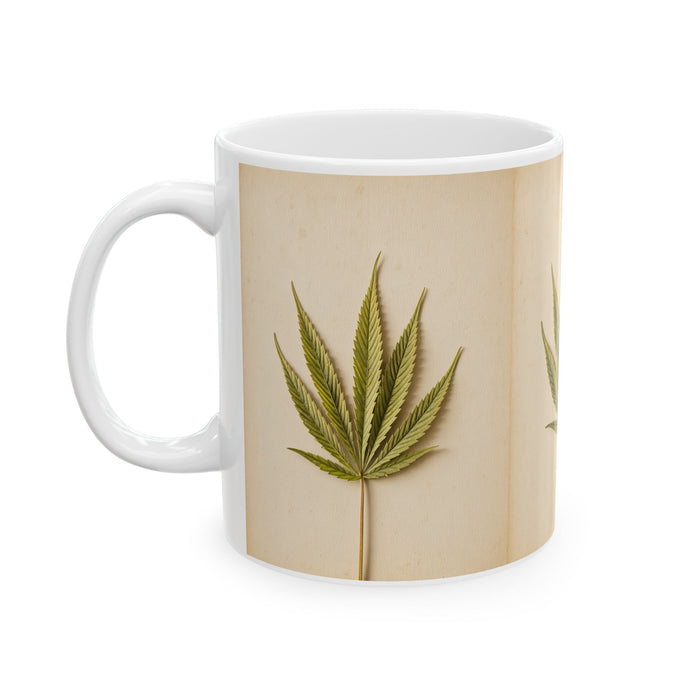 Botanical Neutral Ceramic Mug – Minimalist Dried Palm Design (11oz, 15oz)