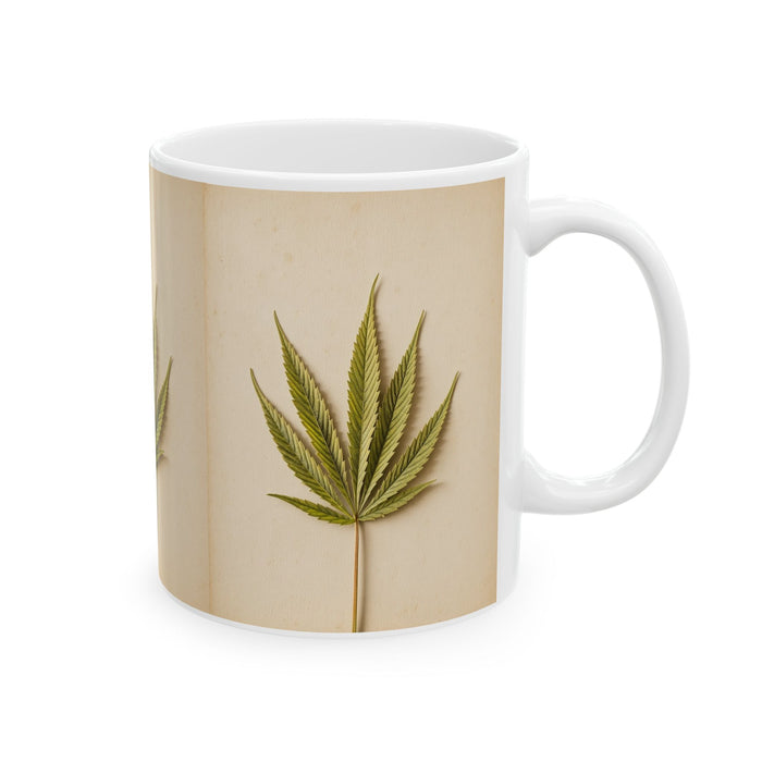 Botanical Neutral Ceramic Mug – Minimalist Dried Palm Design (11oz, 15oz)