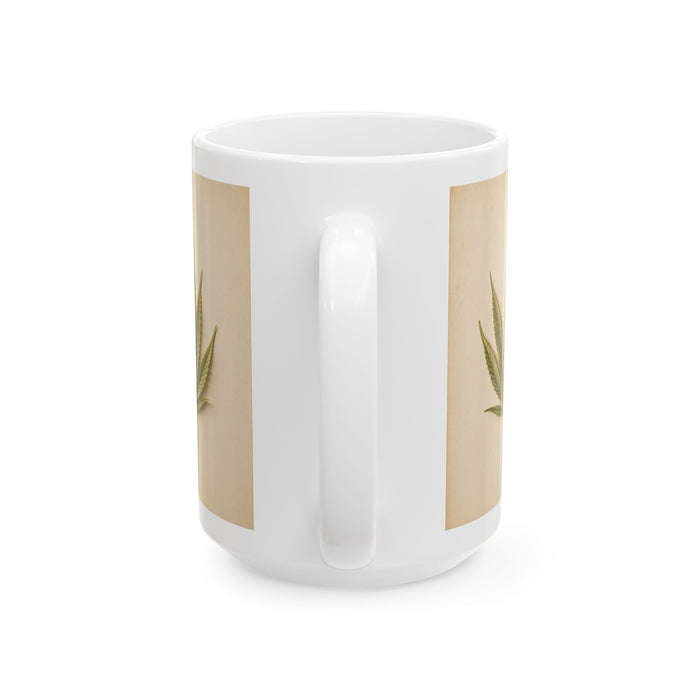 Botanical Neutral Ceramic Mug – Minimalist Dried Palm Design (11oz, 15oz)