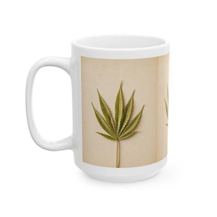 Botanical Neutral Ceramic Mug – Minimalist Dried Palm Design (11oz, 15oz)