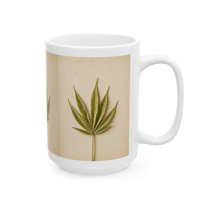 Botanical Neutral Ceramic Mug – Minimalist Dried Palm Design (11oz, 15oz)