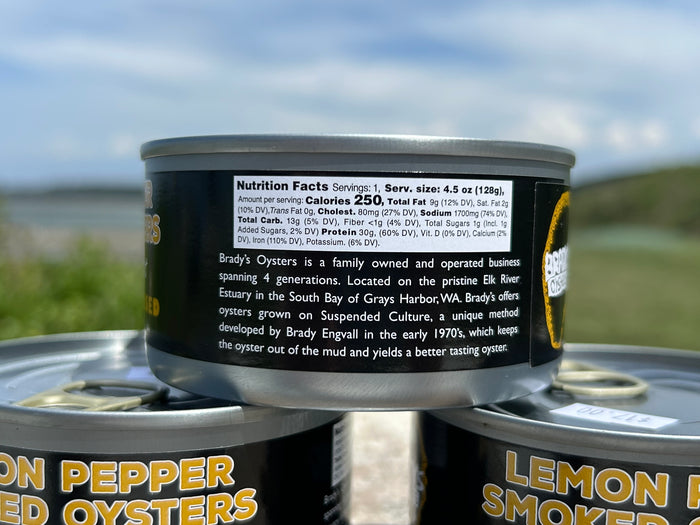 Brady's Canned Smoked Oysters - NEW 4.5 oz can!