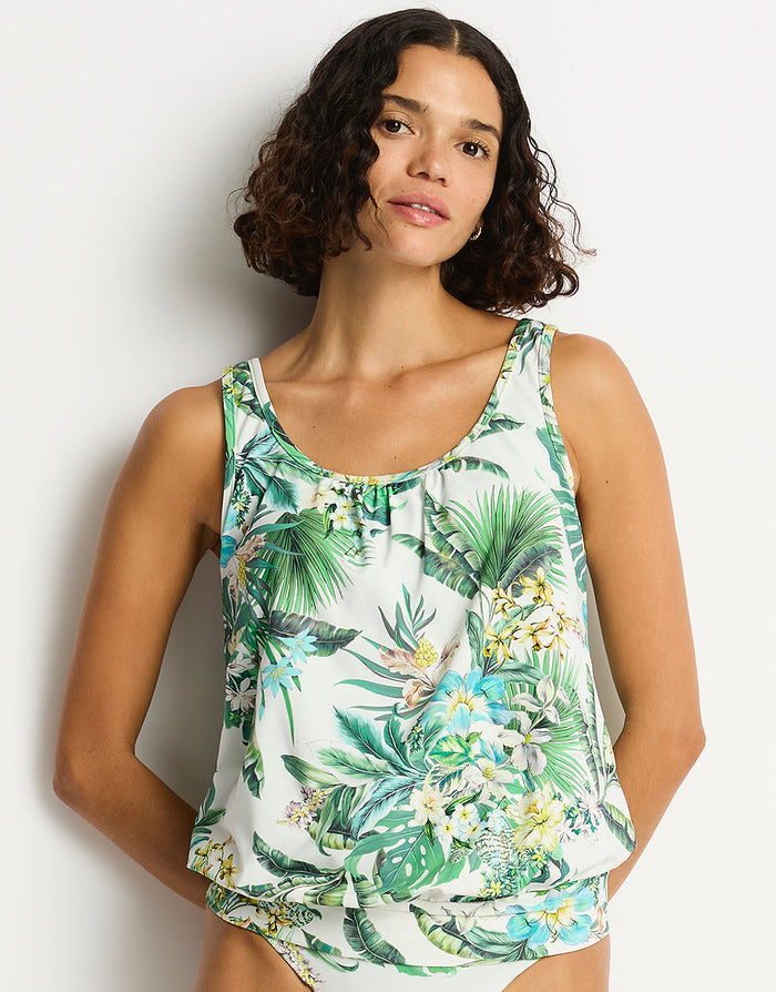 Sea Level Breezer Blouson Tankini Top - White - Simply Beach UK