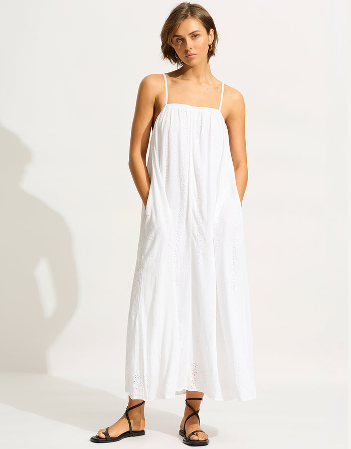 Broderie Maxi Dress - White - Simply Beach UK