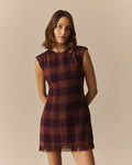 Bryn Tartan Shaped Mini Dress Burgundy Burgundy / 14