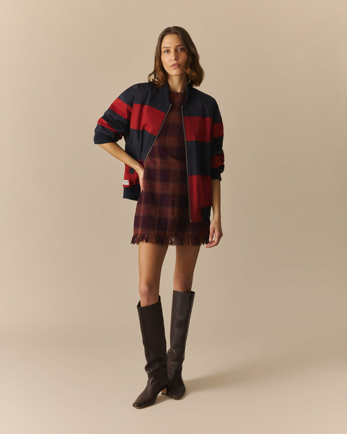 Bryn Tartan Shaped Mini Dress Burgundy Burgundy / 14