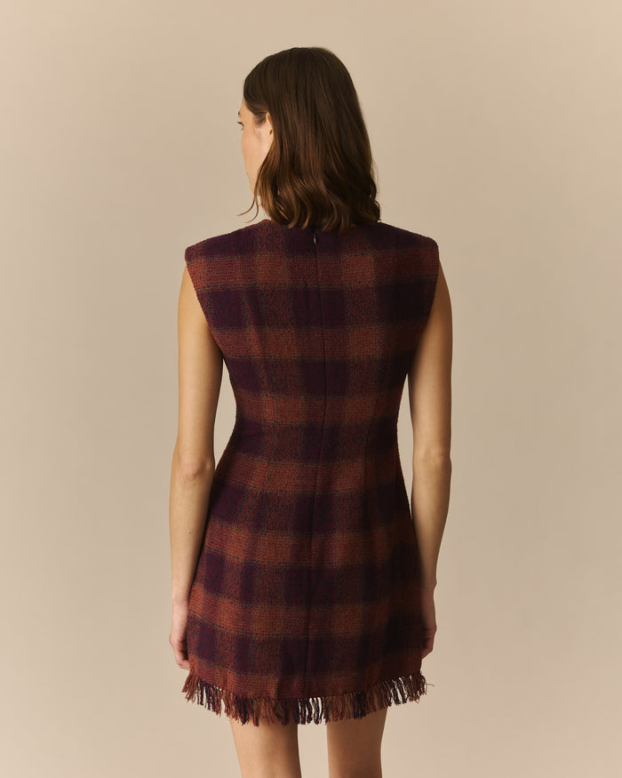 Bryn Tartan Shaped Mini Dress Burgundy Burgundy / 14