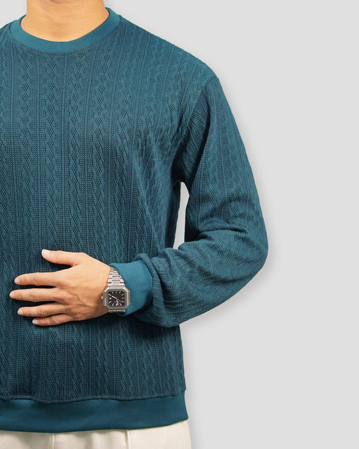 Cable Knit Sweatshirt - Green