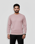 Cable Knit Sweatshirt - Pink