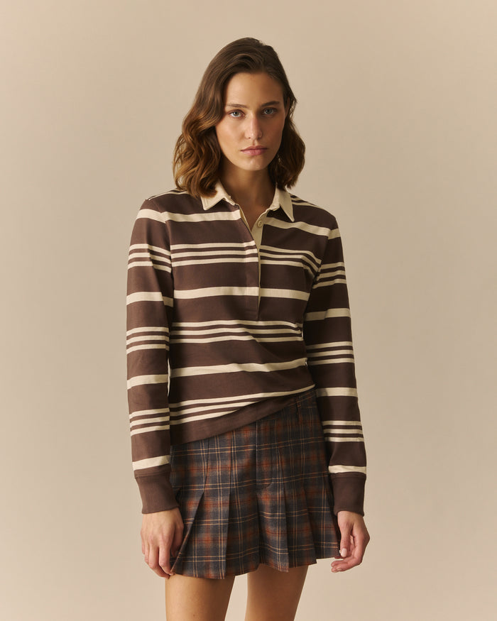 Cameron Fitted Country Striped Rugby Shirt Brown Brown / XL