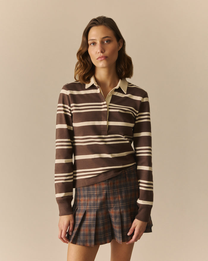 Cameron Fitted Country Striped Rugby Shirt Brown Brown / XL