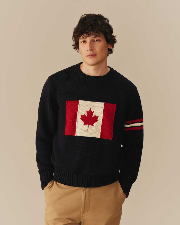 Canada Flag Crewneck Sweater Navy