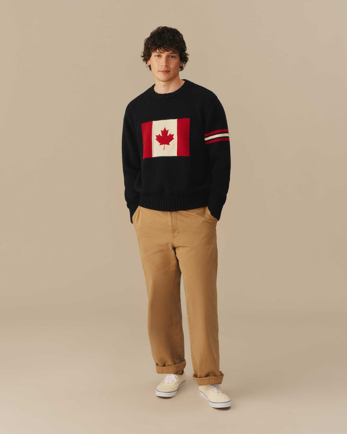 Canada Flag Crewneck Sweater Navy