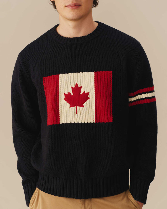 Canada Flag Crewneck Sweater Navy