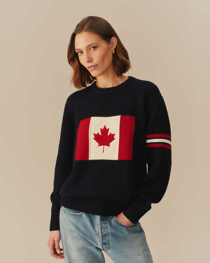 Canada Flag Crewneck Sweater Navy