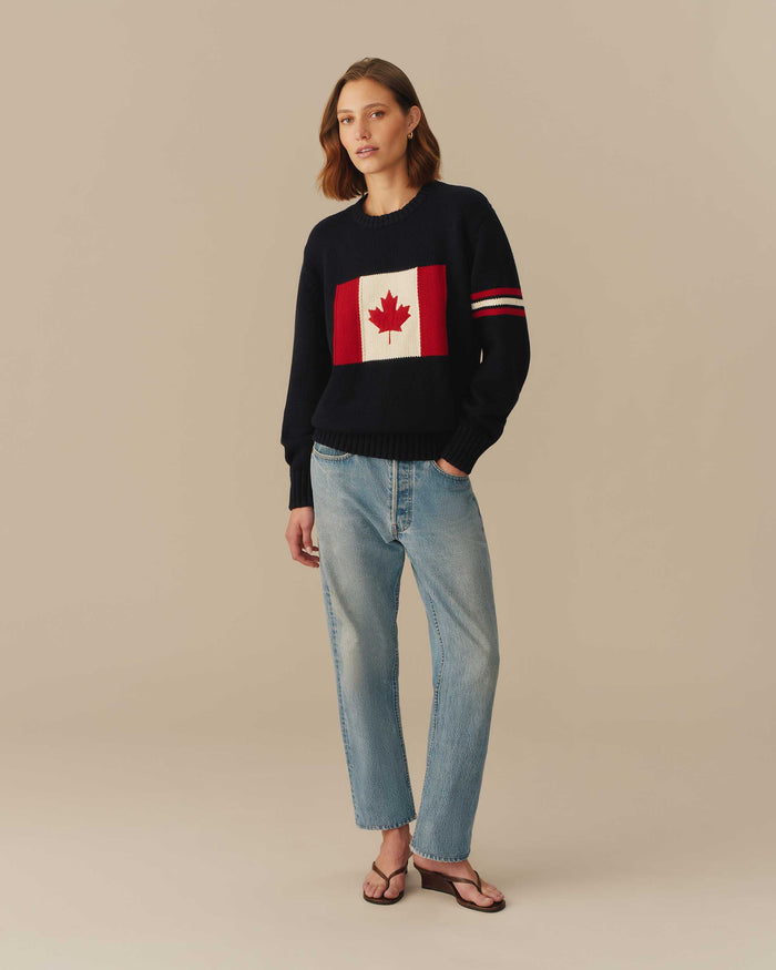 Canada Flag Crewneck Sweater Navy
