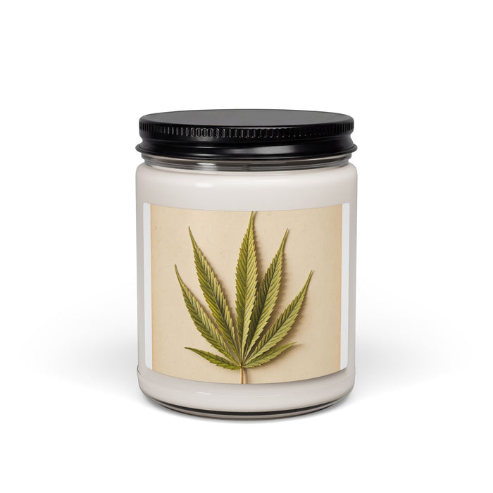 Cannabis Leaf Soy Candle — 9oz Scented Jar for Relaxation & Home Decor