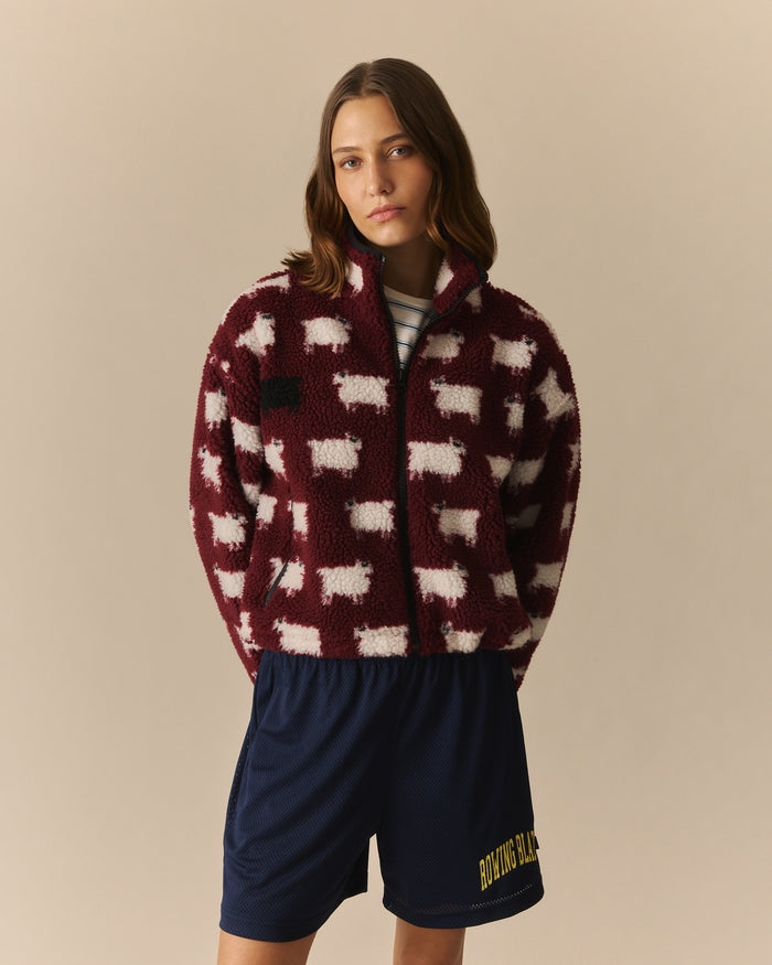 Caroline Cropped Sheep Sherpa Burgundy Burgundy / XL