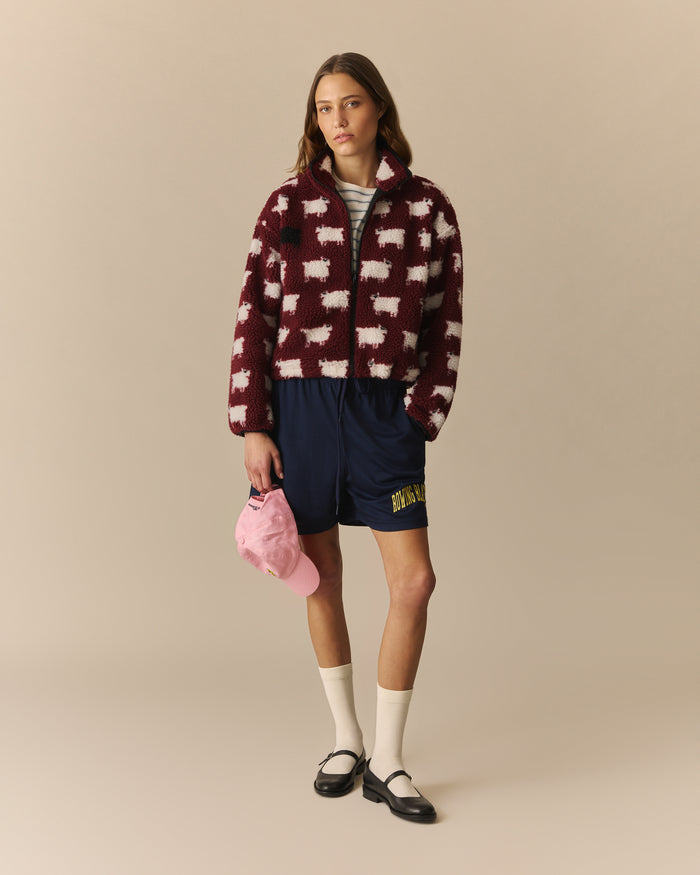 Caroline Cropped Sheep Sherpa Burgundy Burgundy / XL
