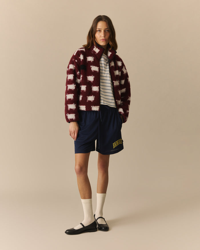 Caroline Cropped Sheep Sherpa Burgundy Burgundy / XL